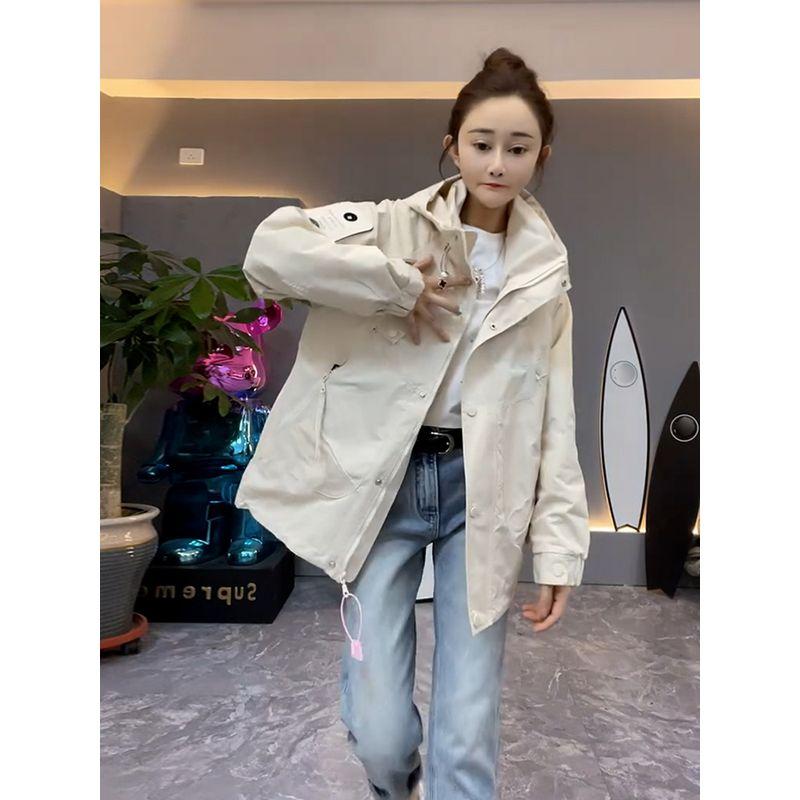 

Autumn Trench Coat Outwear Women s Mid Length Long Length Tops Shell Jacket 2025 New Arrival Women s K-style Spring and Autumn Jacket Casual Light beige M(90-128)
