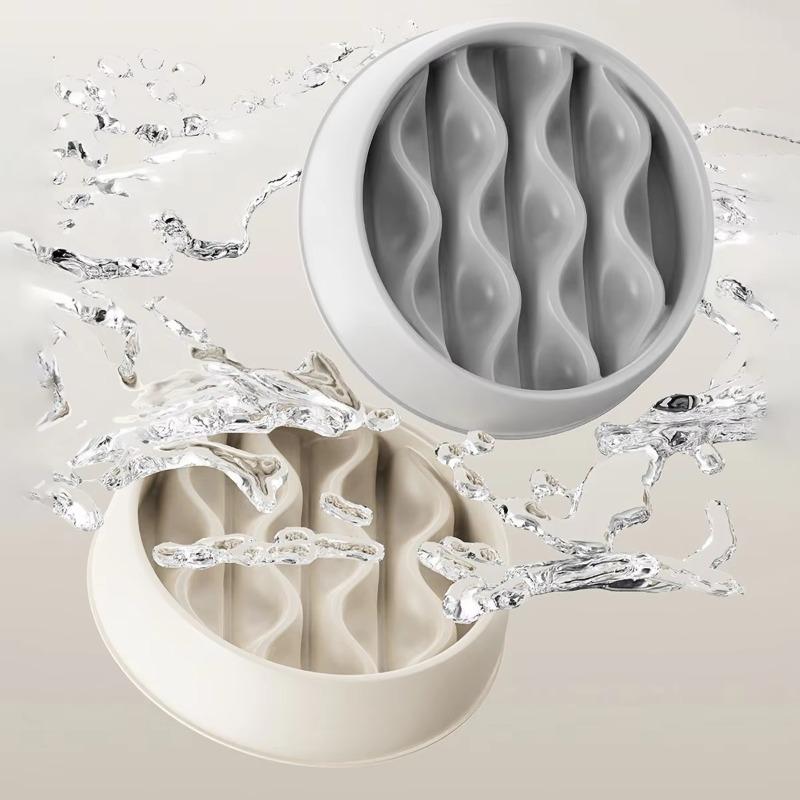 Simple Design Pet Slow Feeding Bowl, Wavy Column Design, Dual-Purpose for Food & Water, Easy To Clean, for Cats & Dogs Feeding