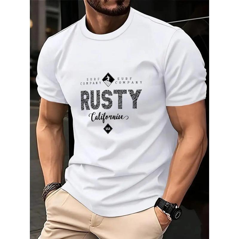 European sizes Men'S Rusty California Surf Company Graphic T-Shirt - Casual Summer Tee with Print, Breathable & Comfortable Fabric