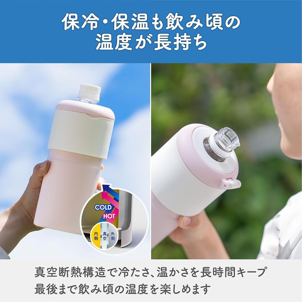 Atlas Pet Bottle Holder, Set of 2, for 500ml and 650ml Water Bottles, Vacuum Insulated, with