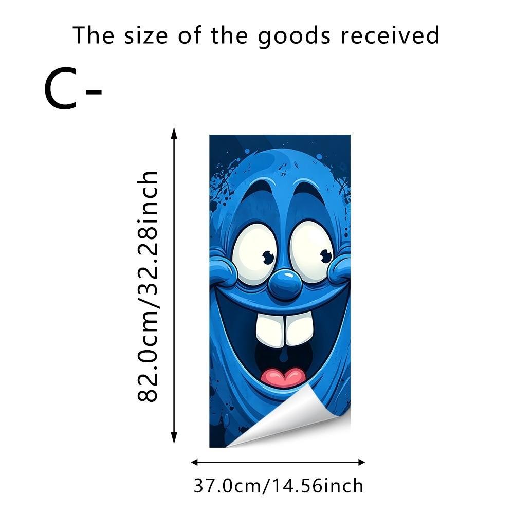Funny Cartoon Face Trash Bin Sticker Water Block Vivid Expression Recycle Bin Sticker Easy Paste Sun Proof Tough Bin Wrap Decal