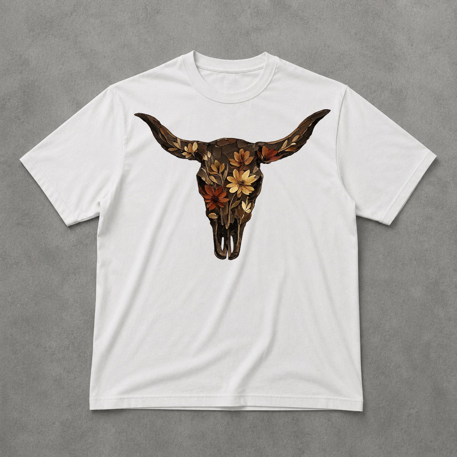 Western Cow Skull Shirt, Boho Cowgirl Graphic Tee, Vintage Country Bull Skull T Shirt 3XL