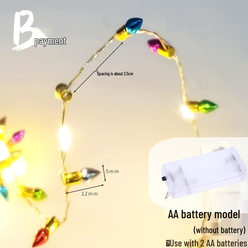 Christmas Beaded LED Bullet String Lights - Electroplated Bulbs, Tree Decoration Neon Lights