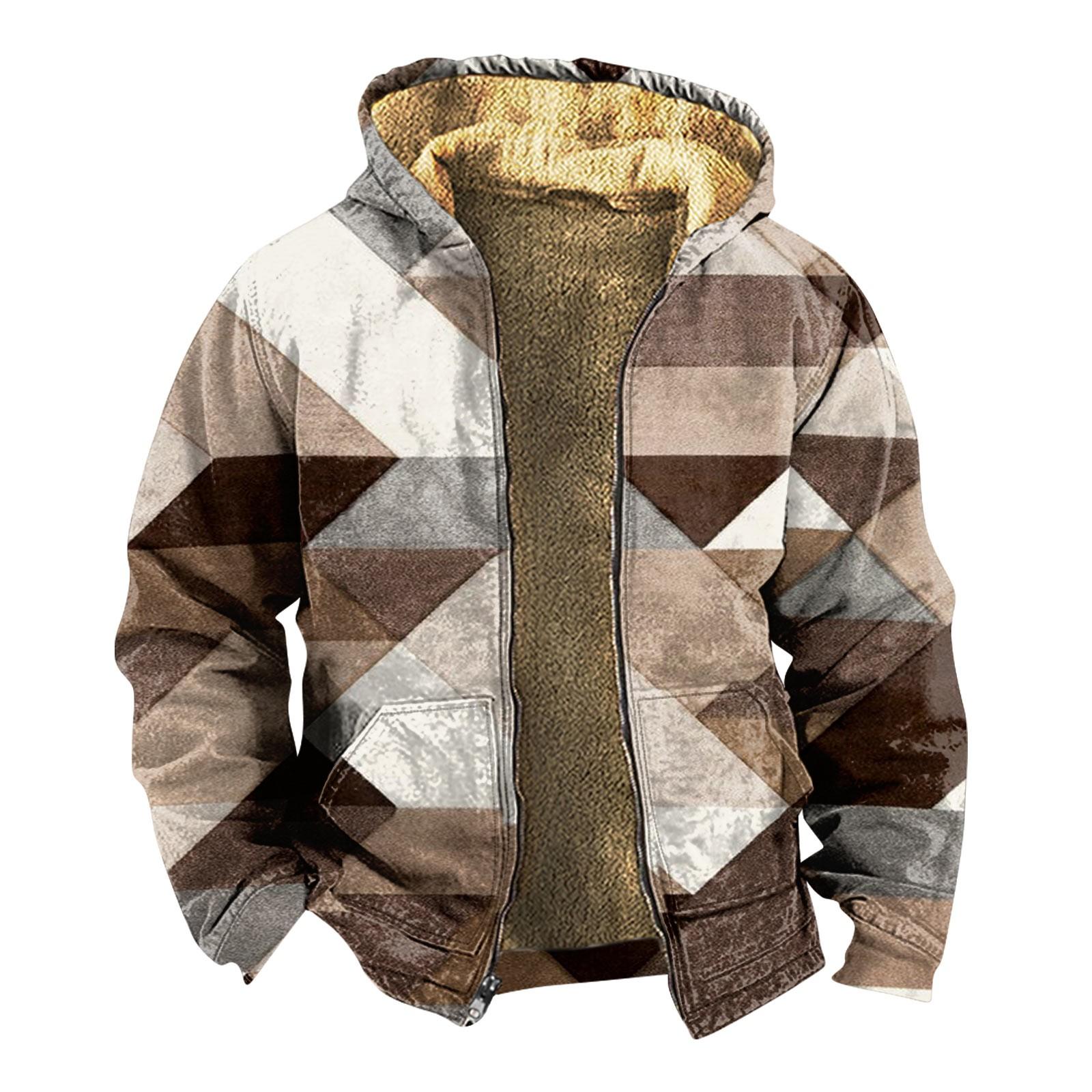 

Чоловічий товстий зимовий бавовняний костюм з довгим рукавом і блискавкою з принтом L коричневий