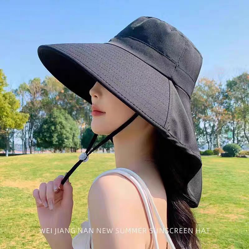 Big brim sun protection hat women's face shawl UV protection summer sun riding outdoor sunshade mountaineering hat cool hat