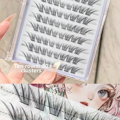 Self Adhesive/Without Glue 80 Clusters False Eyelashes Anime Style False Eyelashes  Daily/Party