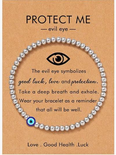 Black Frosted Eye Bracelet 6mm Obsidian Turkish Evil Eye Bracelet Black Frosted Demon Eye Bracelet