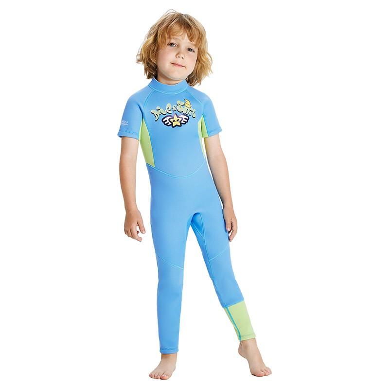 

Children s Diving Suit 2.5MM One-piece Short-sleeve Thermal Snorkeling Surfing Sunscreen Swimsuit XL светло-синий