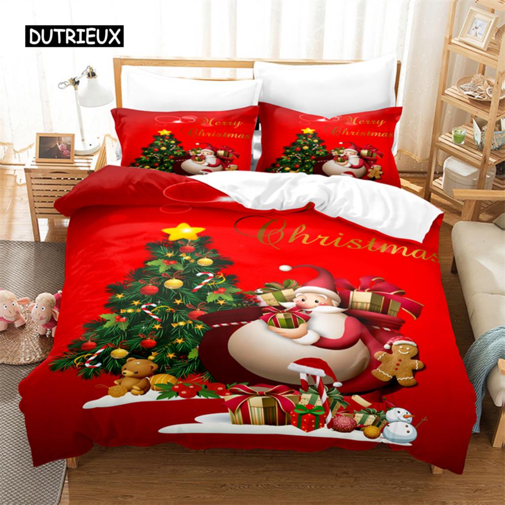 Red Christmas Bedding Set Duvet Cover Set 3d Bedding Digital Printing Bed Linen Queen Size Bedding Set Fashion Design
