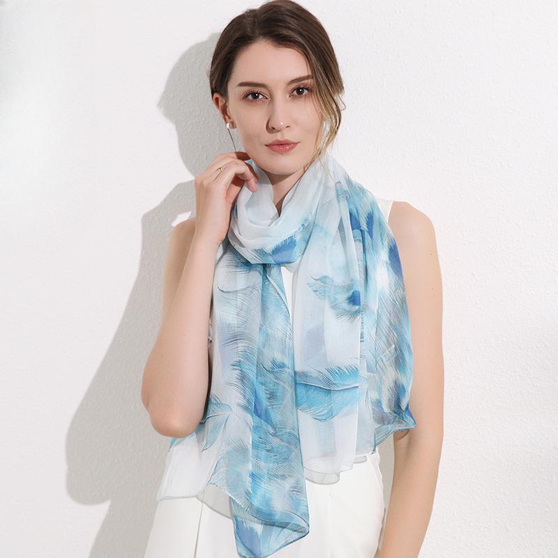 Shanghai Story New Mulberry Silk Scarf Women's Summer Thin Versatile Printed Shawl Mom Gift Scarf