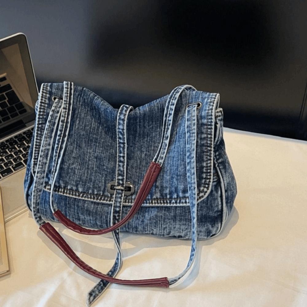 Retro Denim Stofftasche Einfache Canvas Tragetasche Lässige Canvas Umhängetasche Outdoor