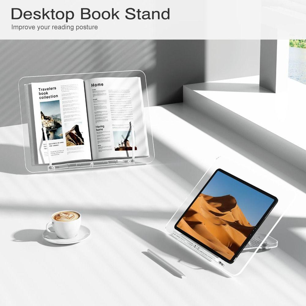 Portable Acrylic Book Stand Angle Adjustable Easy Use Reading Stand Foldable Design Lightweight Book Holder Reading Aid