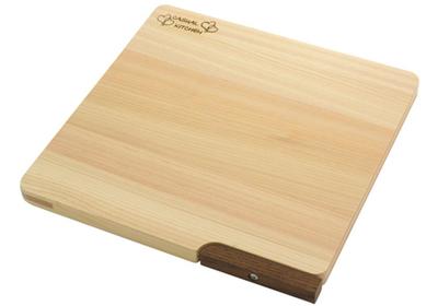 Daiwa Sangyo Schneidebrett mit Ständer, Spülmaschinenfest, Leichtes Hinoki-Holz, Hergestellt in Japan, Schimmelresistent, Quadratisch, 22cm