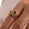 Vintage Geometric Colorful Zircon Rings For Women Luxury Gold Color Copper Knuckle Ring Female Wedding Party Charm Jewelry Gift