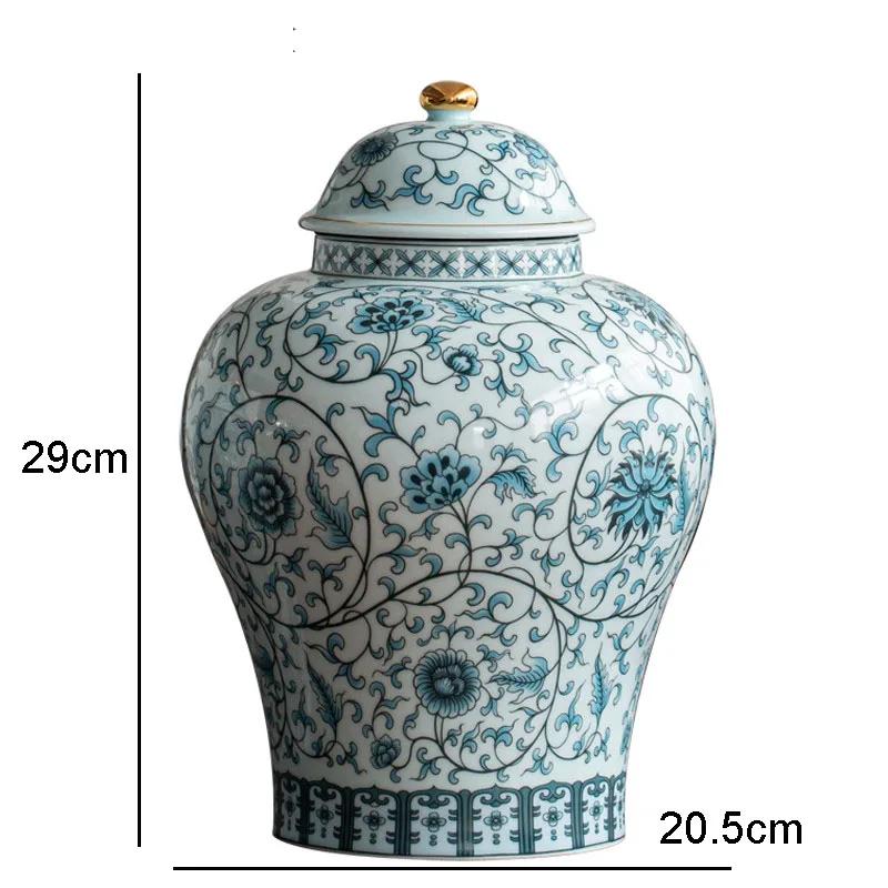 Enamel Color Ginger jar Vintage Ceramic Jars Blue and White Porcelain Tea Caddy Classical Storage Tank Cosmetic Containers