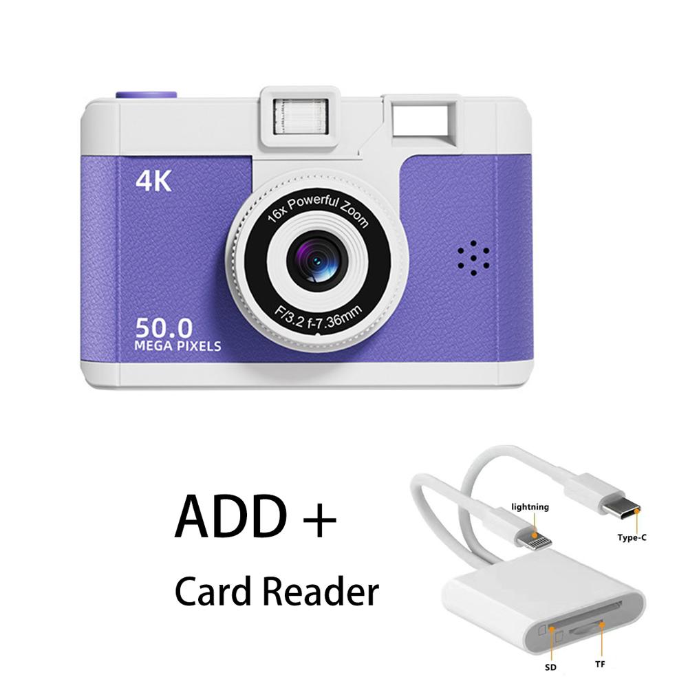Dual Camera Photography Machine Retro Point Cameras HD 1080P Digital Photo Camera Children Birthday Gifts Audio and Video Card
