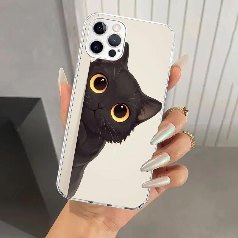 Cat Cute Kitten Cartoon Phone Case for Iphone 17 Air 16 15 Plus 14 13 Mini 12 11 Pro Max 16E 7 8 SE 2020 Soft Funda Print Shell