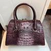 Bag Women'S Retro First Layer Cowhide Bag Crocodile Pattern Embossed Handheld Shoulder Bag Women'S Bag