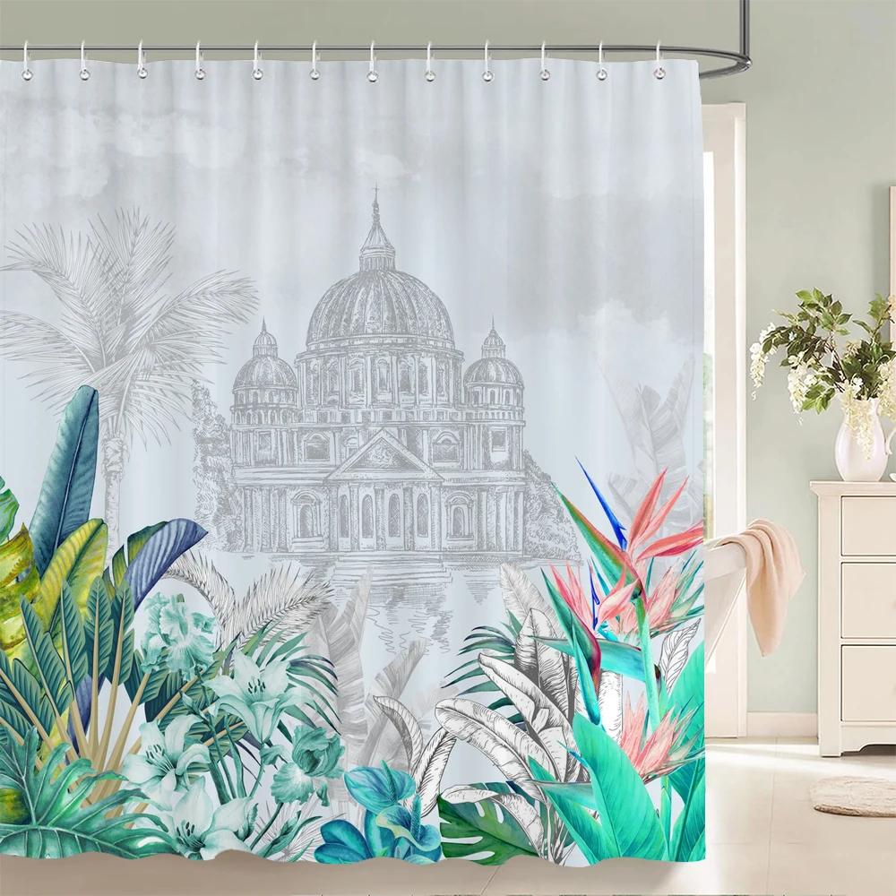 

Tropical Plants Palm Trees Leaves Shower Curtains Bath Curtain Waterproof Bathroom Decor With Hooks 3d Printing Bath Curtains W90xH180cm