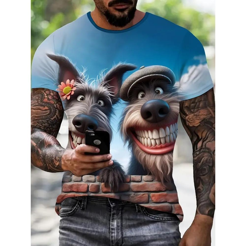 Grumbling Cat Squirrel Pattern T Shirt For Men Funny Animals 3D Printed Tees Casual Short Sleeve Round Neck Tops Street Kids T-Shirts