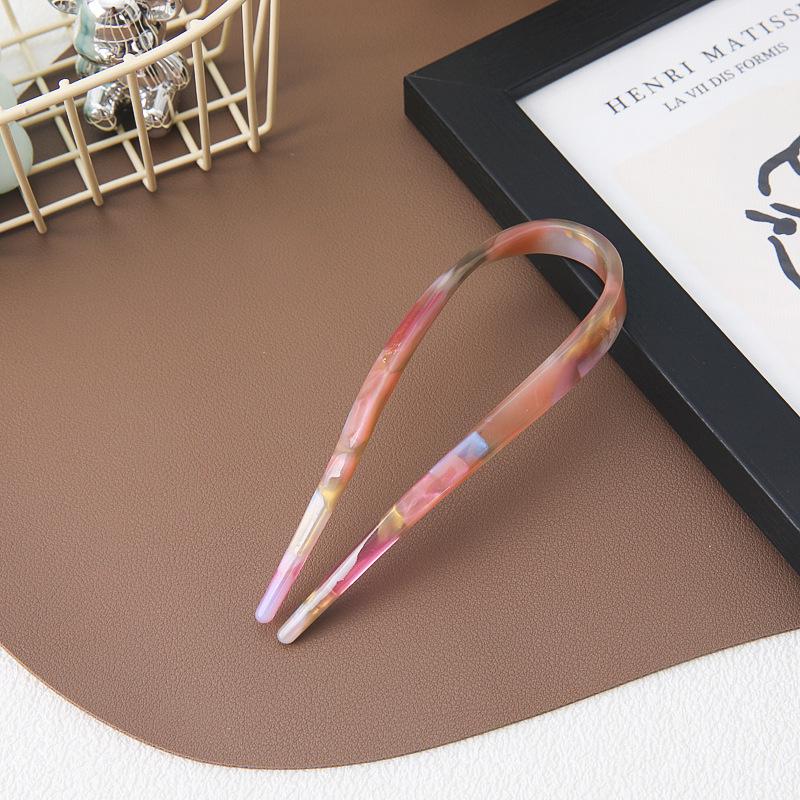 

2024 Милая U-образная ацетатная заколка для элегантных причесок-пучков для женщин