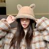 Autumn and Winter New Rabbit Fur Double Ball Basin Hat Cute Soft Cute Bear Ear Hat Women's Cold Bucket Hat
