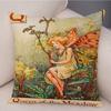 Vintage Floral Girl Pillowcase Decor Cute Cartoon Flower Elf Fairy Tale for Sofa Home Pillow Case Soft Plush Cushion Cover,(6)