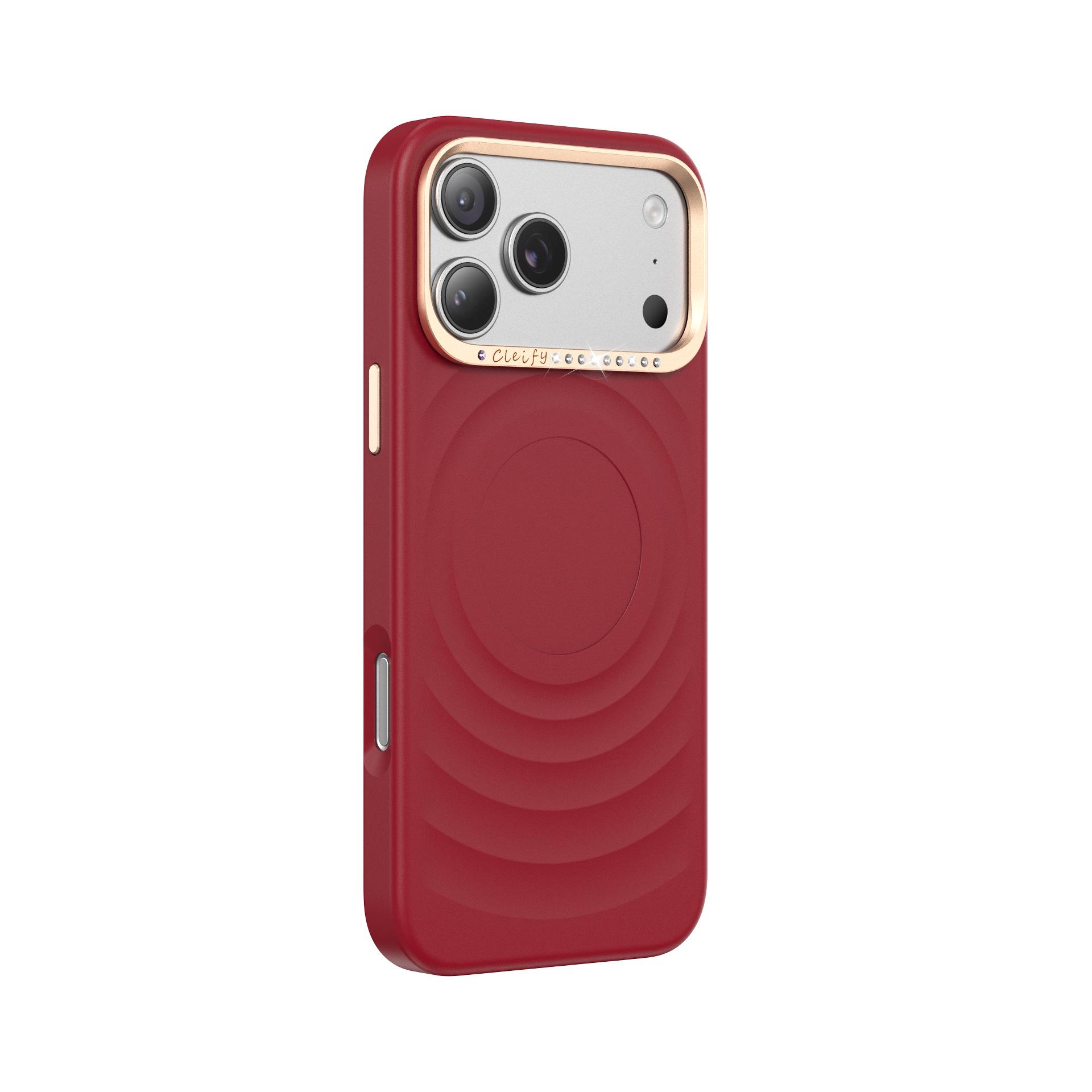 

iPhone 17 Pro Max Starry Sky Rhinestone Case, Ripple Anti-fall Design iPhone 16 Pro Max Кіновар/червоний