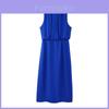 Polyester Pleated Dress With Sleeveless Round Neck For Elegant Women Spring