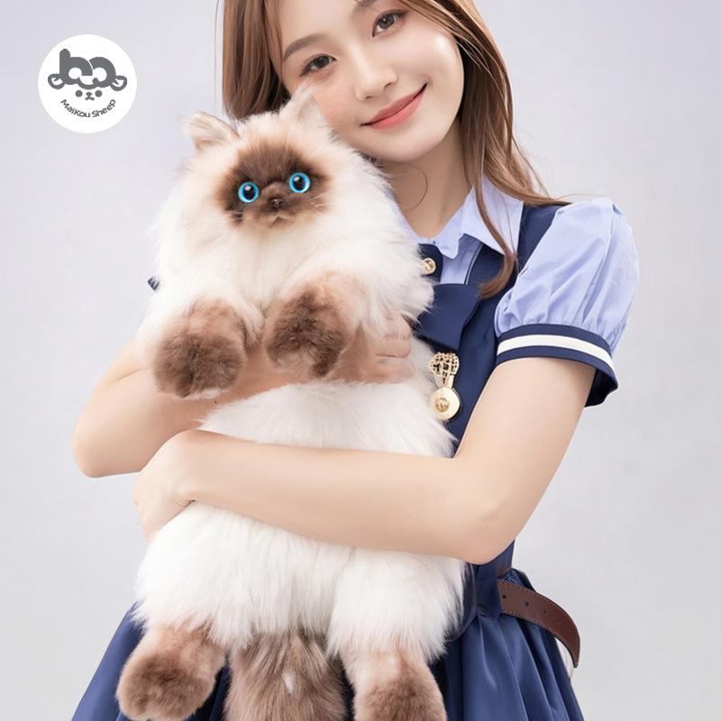 Cute Siamese Cat Plush Backpack for Girls Adorable Doll Bag Warm Winter Surprise Gift for Girlfriend