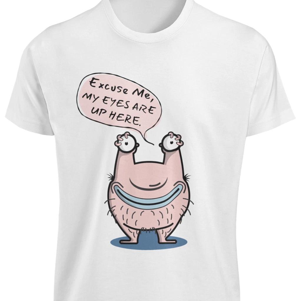 aaahh!!! Real Monsters T-Shirt My Eyes Are Up Here 90 s Adult Funny Joke NEW TEE 2XL