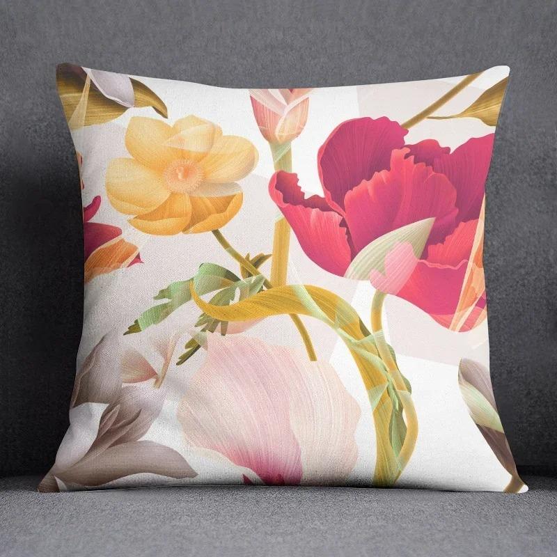 Tropical Flower Series Throw Pillow Decorative Pillow Bedroom Sofa Car Cushion Cover Pillowcase
