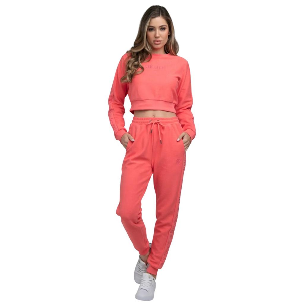 SikSilk Womens/Ladies Embroidered Loop Back Crop Sweatshirt