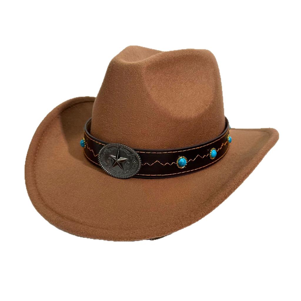 Western Cowboy Hat Autumn And Winter Male And Female Knight Hat European And American Style Big Edge Top Hat Jazz Hat