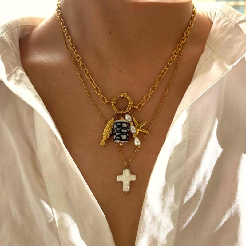 Minimalist Adjustable Chain Necklace For Women Trendy Starfish Pendant Jewelry Dainty Layering Accessory