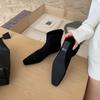 2025 autumn and winter new square head woven rear zipper low tube suede thin Martin fashion women's short boots