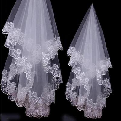 Lace Edge 3-Meter Wedding Veil with Train - Single Layer White Face Cover Accessory
