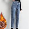 2022 Winter Korean Stytle Fashion Keep Warmhigh Waist Comfortable Loose Casual Denim Pants Warm Fleece Harajuku Streetwear Jeans