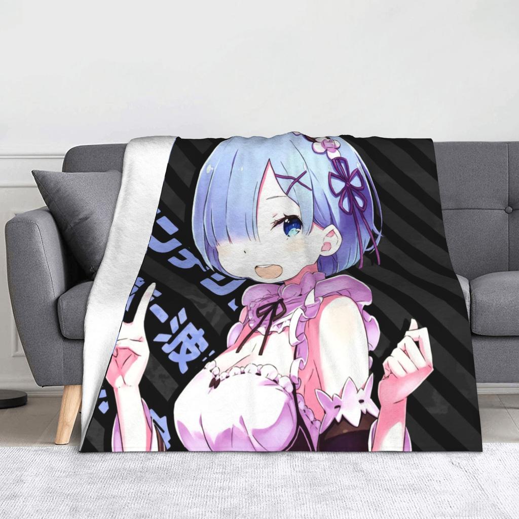 Rem Emilia Re:ZERO Flanell-Kuscheldecken Starten das Leben in Anderen Welten Anime-Decke für Sofa Couch Warmes Schlafzimmer Steppdecke