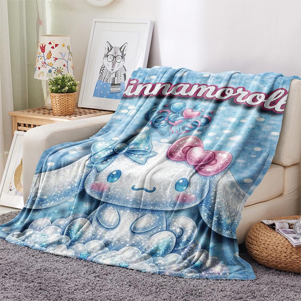 1PC Cinnamoroll Print Flannel Blanket, High Quality All Seasons, Home Decor, Warmth and Comfort, Perfect for Christmas Gifts