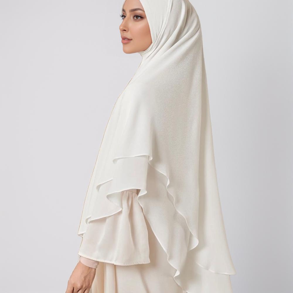 1pc Double Layered Chiffon Ready To Wear Instant Hijabs Solid Headscarf Foulard Femme Musulman Shawl Wrap Bandana