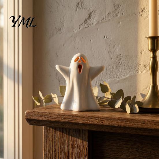 Compact Showcase Decorations Halloween Decoration, Resin Skull Ghost Mouth Gnome Figurine for Home Durable Craft Ornaments Table Tiered Tray,