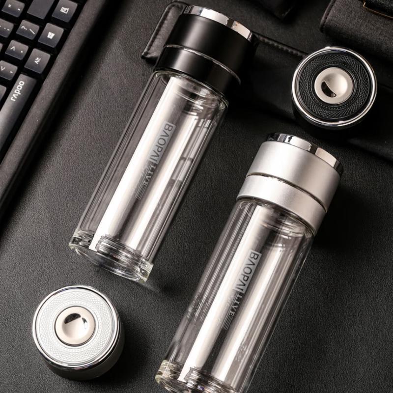 BAOPAI High Borosilicate Double-Layer Glass Water Bottle