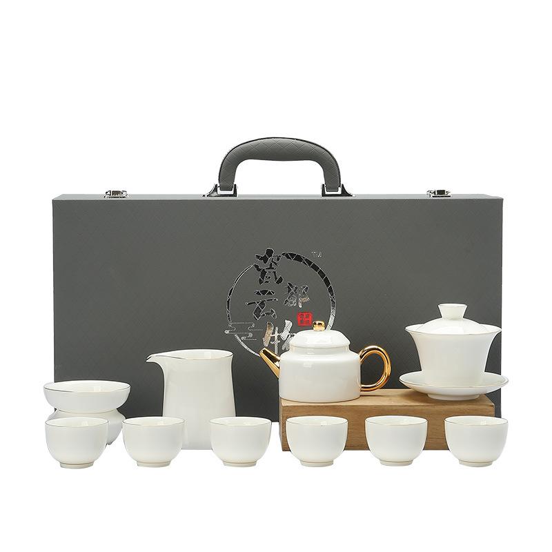 

Чайный сервиз из жирового нефрита, фарфор цвета белого нефрита, высококлассная легкая роскошь, чашка для чая Кунг-фу, офисная пиала с крышкой, чайная чашка, бутиковая чайная церемония