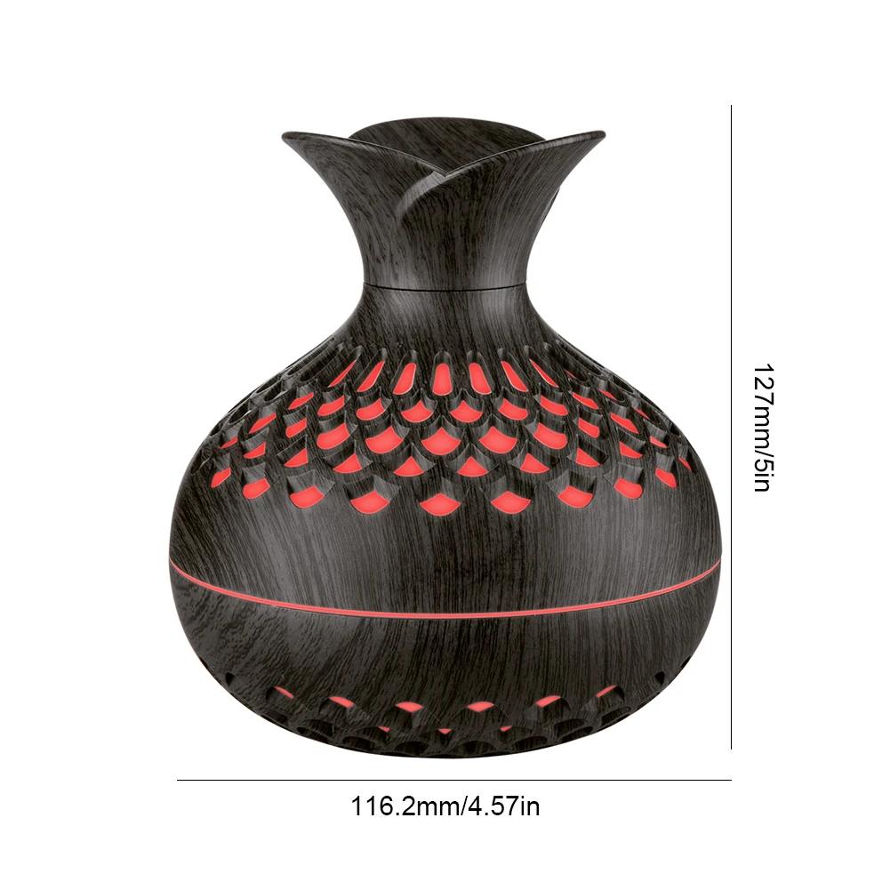 

300ML Wood Grain Flower Humidifier Silent Aromatherapy Diffuser USB Rechargeable Mini Air Humidifier with Colorful Night Light