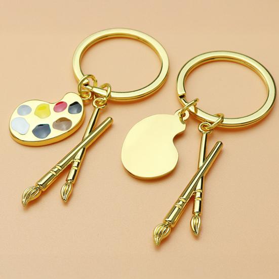 Palette & Paintbrush Keychain Pendant Creative Art Theme Keychain Portable Keychain