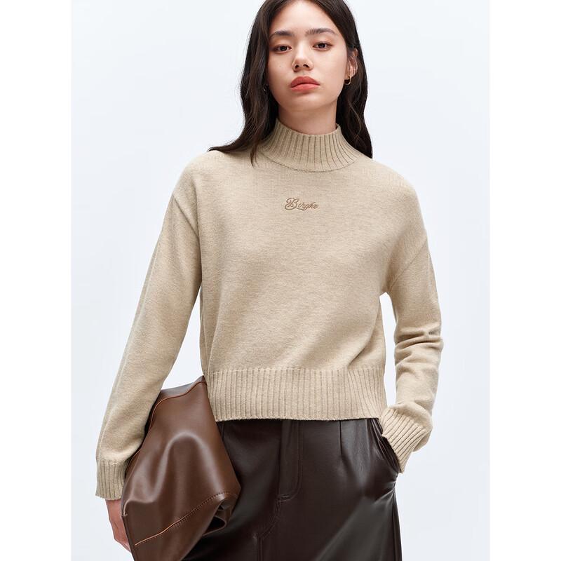 Peacebird Women's Semi-High Collar Knit Sweater