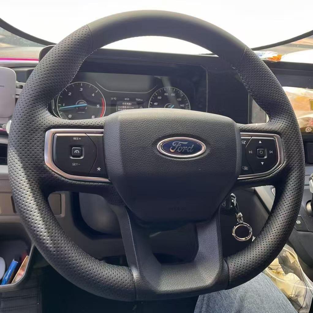 Ford Territory EV Genuine Leather Steering Wheel Cover, Hand-Stitched Grip