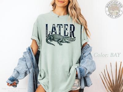 Funny Alligator Later.Americana. Oversized Distressed Shirt, Southern Humor. Crocodile Wordplay Graphic Tee, Retro Animal Humor Y2K 90s