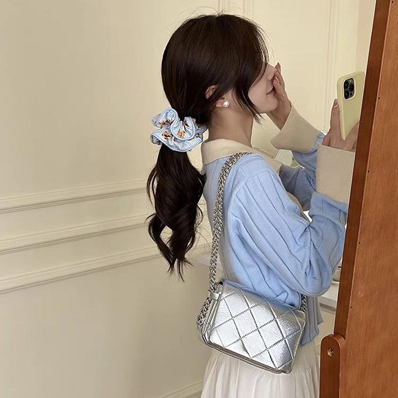 Cute Bear Striped Large Intestine Hair Ties Summer Sweet Women'S Ball Head Tie Versatile Hair Accessories Hair Ropes Headwear